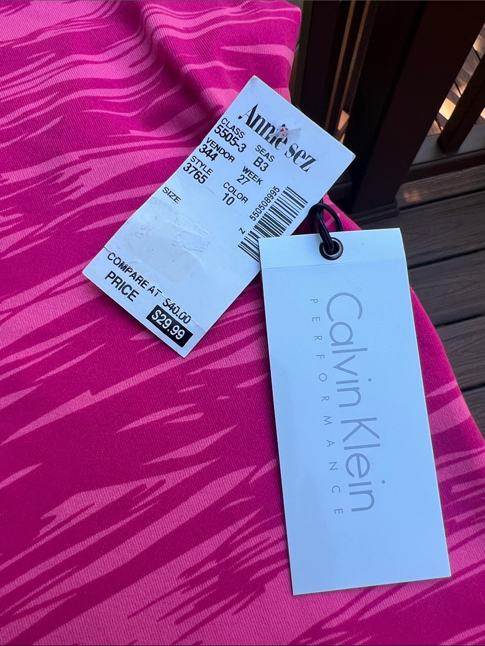 NWT Calvin Klein Pink Patterned Racerback Tank. Small - Picture 2 of 8